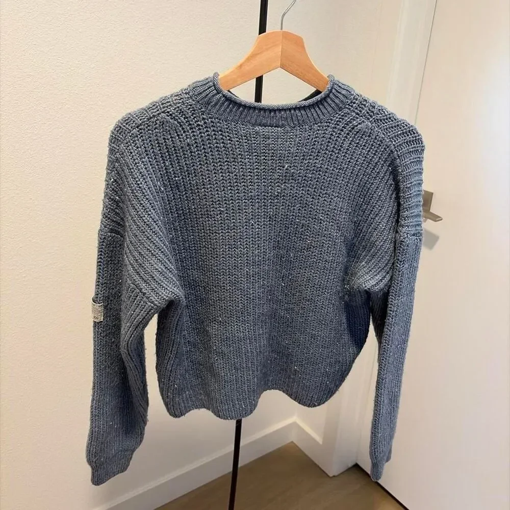 BDG Urban Outfitters Women's Slate Blue Chunky Knit Crewneck Sweater Size Small